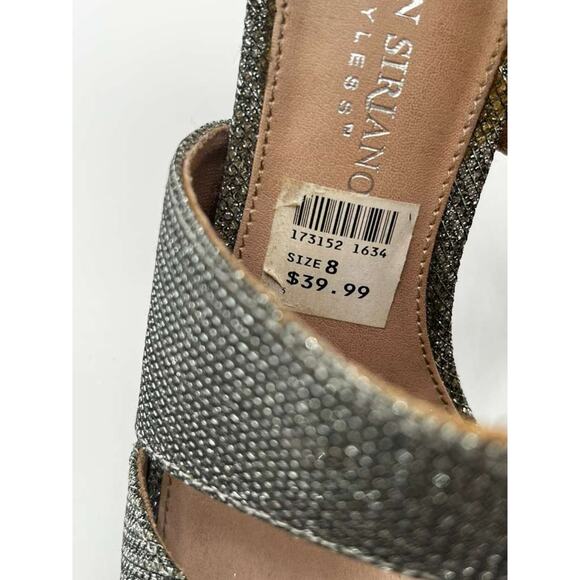 Christian Siriano Silver Shimmer Party Pumps 3.5" Heels Open Toe Ankle Strap 8 - Picture 8 of 10